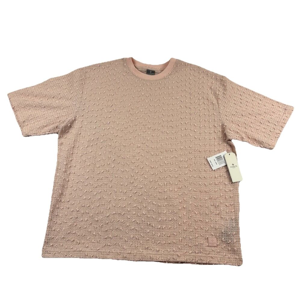 Saints Studio Textured T Shirt Mens L Pink Short Sleeve NWT